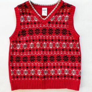 Gymboree Boys Sweater Vest Red Holiday Christmas Fair Isle 4